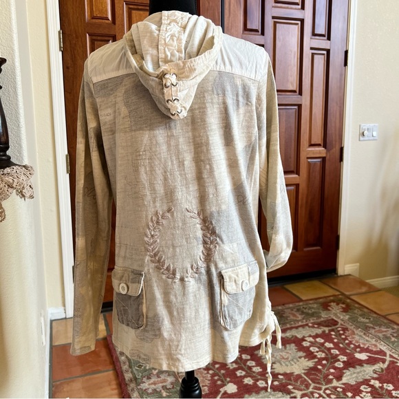 Murmur Off White Peace Love Cotton Utility Jacket With Embroidery Rivets Size L - Picture 6 of 9